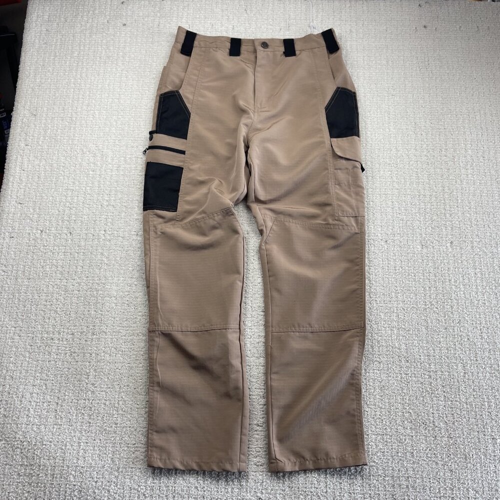 Y2K Tech Cargo Utility Carpenters Pants Tan Lightweight Beige Size Small Read